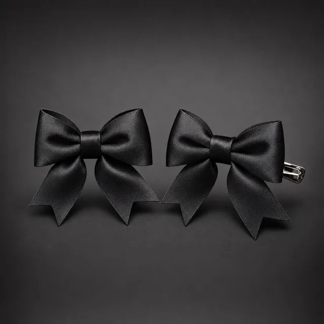 Black Ribbon Hair Bows