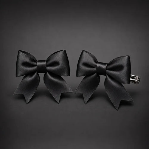 Black Ribbon Hair Bows