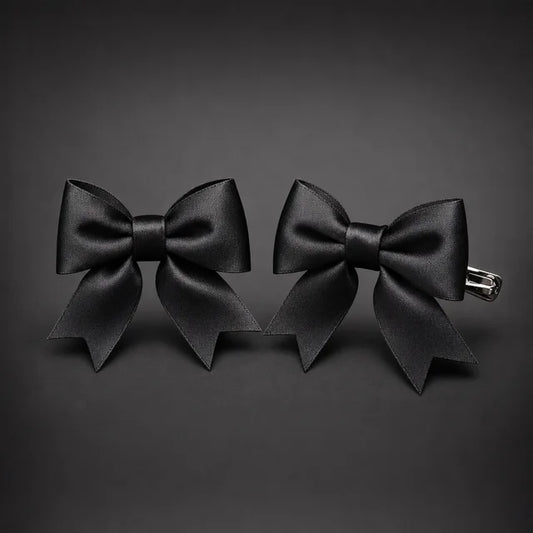Black Ribbon Hair Bows